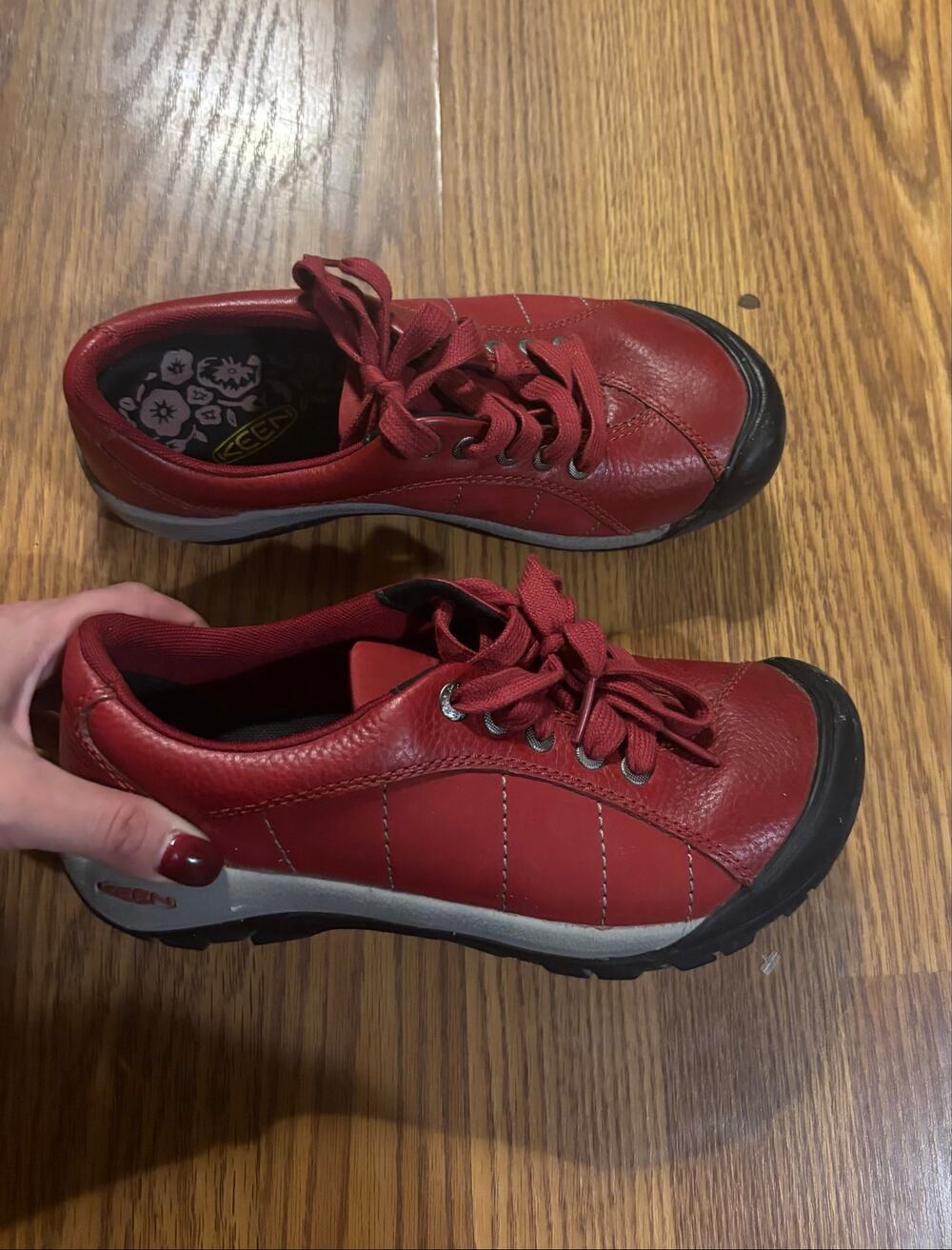 Keen Presidio Red Leather Lace Up Hiking Trail Outdoors Shoes/ Sneakers